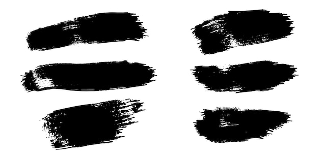 Набор мазков кистью, окрашенных для элементов дизайна гранжевые мазки кистью абстрактные окрашенные фоновые шаблоны, выделенные на белом фоне векторной иллюстрации