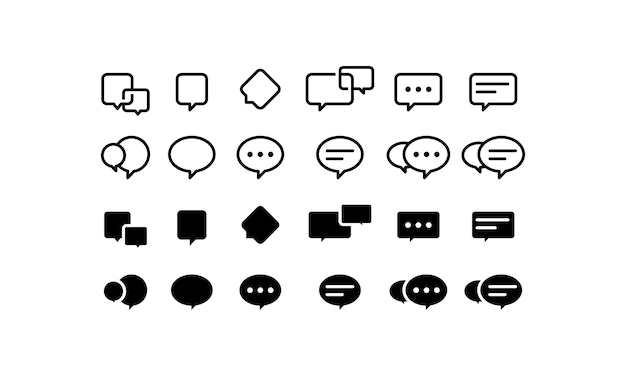 벡터 버블 채팅 아이콘 기호의 집합