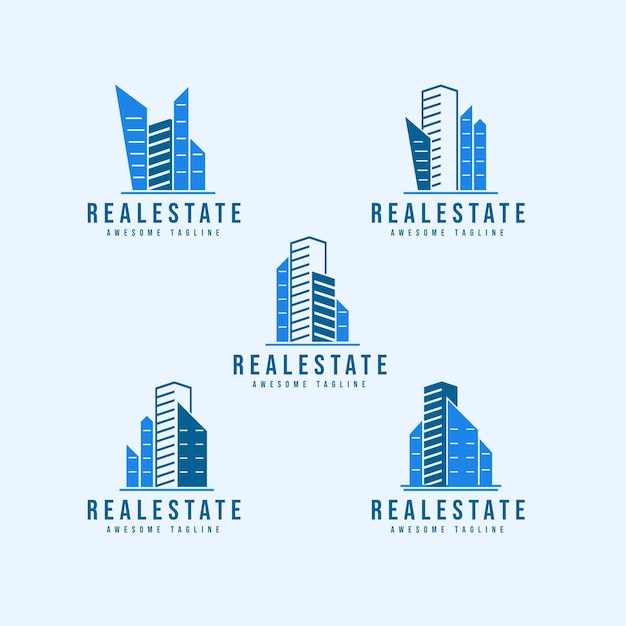 Набор шаблонов логотипа строительной архитектуры
