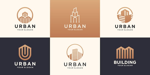 Набор шаблонов дизайна логотипа здания