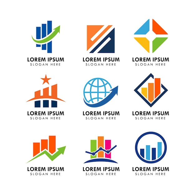 ビジネスと金融のロゴデザインテンプレートのセット