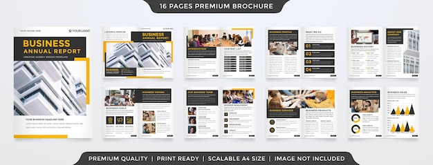 ビジネス提案のためのミニマリストでクリーンなコンセプトの使用とビジネスパンフレットテンプレートデザインのセット