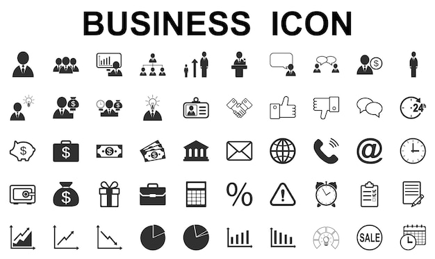 Вектор Набор бизнес-иконок деловое сотрудничество наброски векторных бизнес-иконок для веб-дизайна изолированы на белом фоне