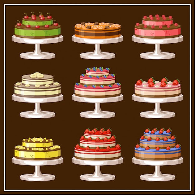 Набор пирожных. векторная иллюстрация