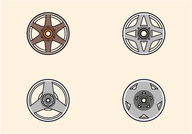자동차 바퀴 벡터 일러스트 레이 션의 집합