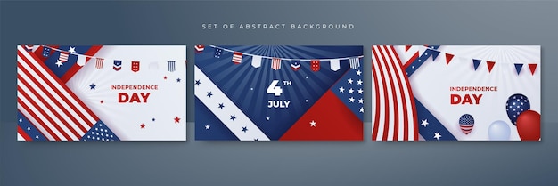 ベクトル 独立記念日アメリカの赤と青のデザインの背景を祝うのセット