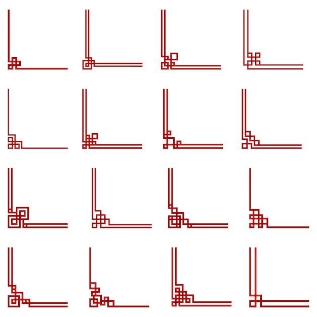 Вектор Набор китайских декоративных уголков нового года китайские геометрические украшения
