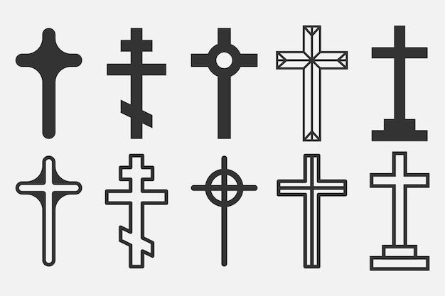 ベクトル クリスチャン クロス アイコン ロゴ アプリ ui ベクター イラストのセット