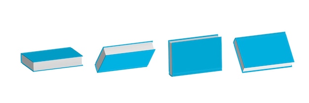 서점의 다른 위치에 있는 닫힌 파란색 책 세트