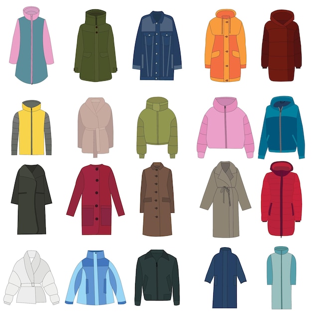 Вектор Комплект одежды куртки пальто