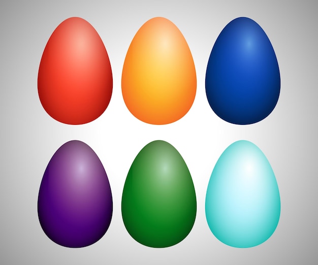 Вектор Набор цветных 3d иконок пасхальных яиц