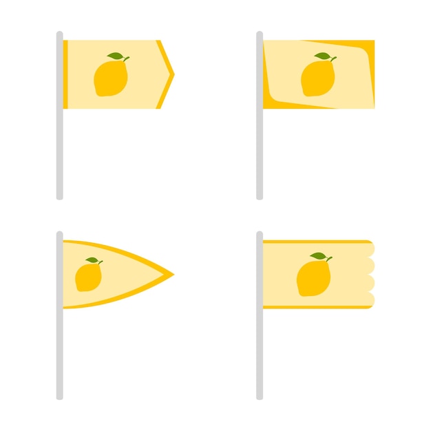 ベクトル レモンと色の旗のセット