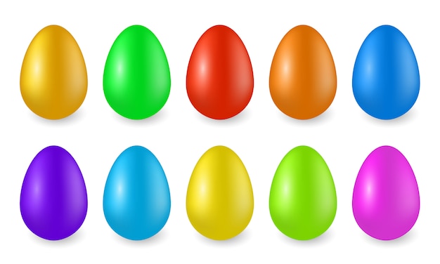 Вектор Набор цветных изолированных реалистичные пасхальные яйца.
