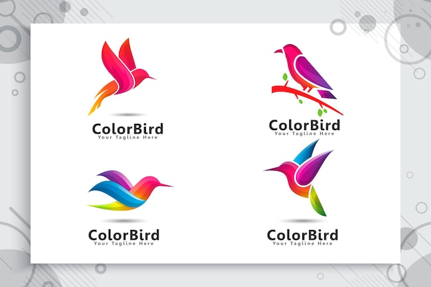 カラフルな鳥のロゴのセット