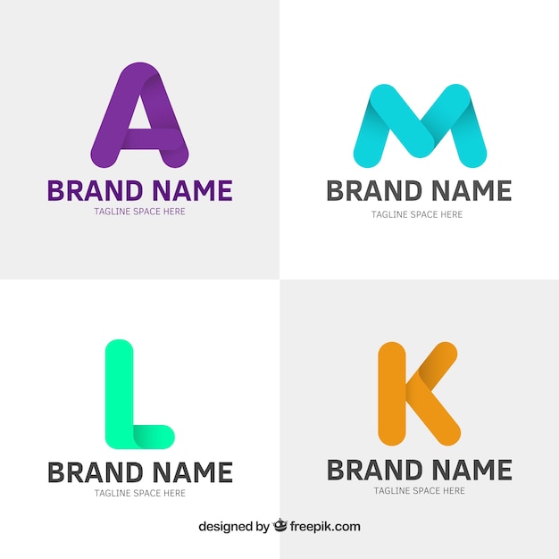 Набор красочных логотипов с плоской буквой