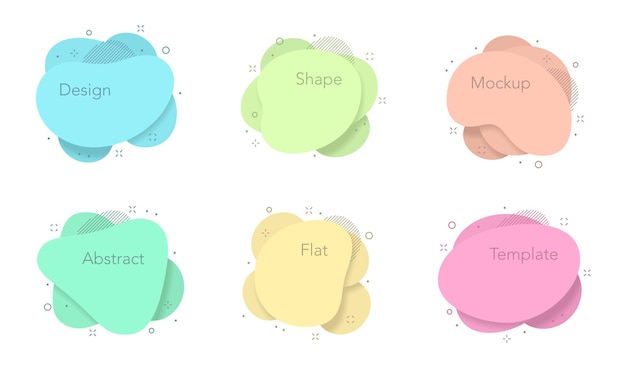벡터 흰색 벡터 일러스트 레이 션에 다채로운 유체 모양 템플릿 모양의 집합