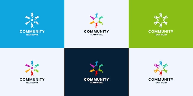 그룹 및 팀을 위한 커뮤니티 로고 디자인 세트