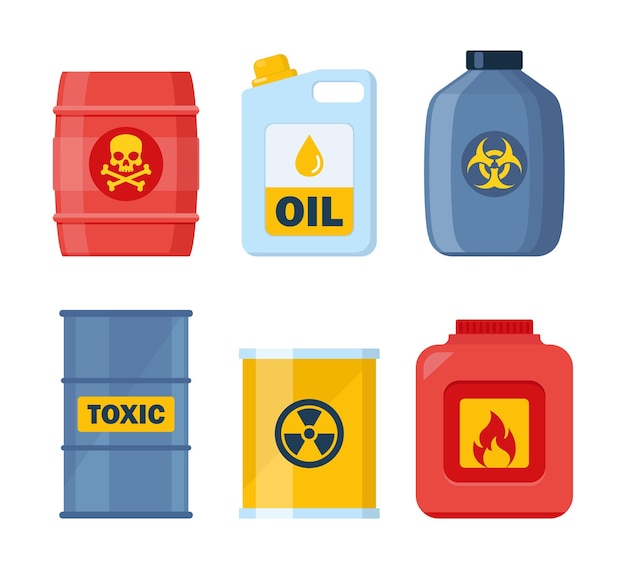 ベクトル 有毒で化学物質の入った容器のセット危険な有毒なバイオハザード放射性