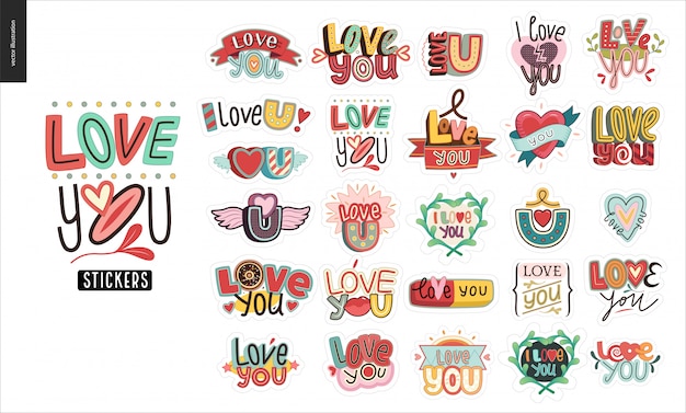 Набор современной девочки love you letter logo