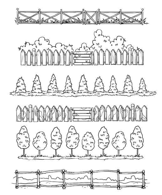 田舎スタイルの手描きの仕切り、ベクトルスケッチのセット