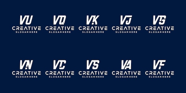 Набор креативных начальных шаблонов логотипа буквы v