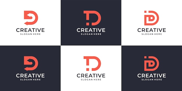 Набор креативных букв d логотип дизайн пакета