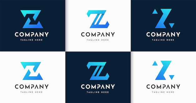 Набор творческих букв вензель стиль логотипа дизайн шаблона