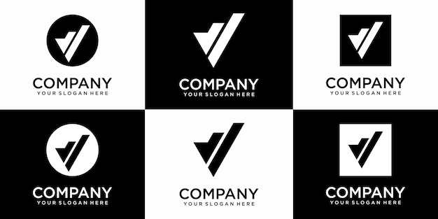 Набор креативных букв v логотипа шаблона