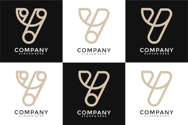 Набор творческих букв y логотип шаблон