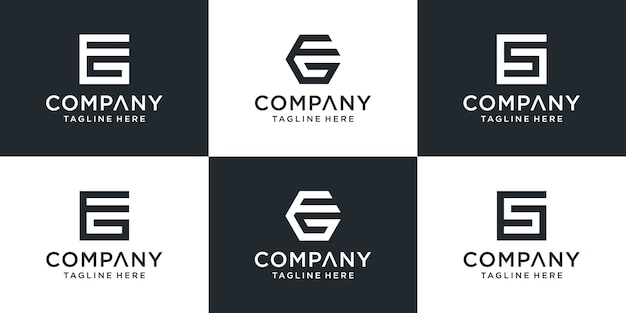 Набор творческих вензеля шаблон логотипа eg. логотип можно использовать как для бизнеса, так и для строительной компании.