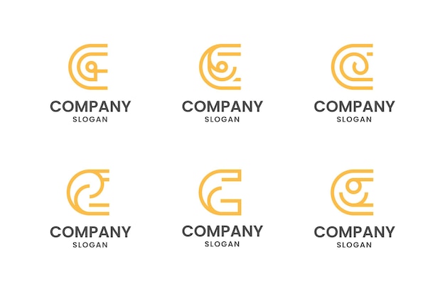 Набор креативной монограммы с начальной буквой c шаблона дизайна логотипа