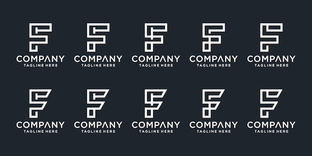 Набор творческих монограмм буквица f логотип шаблон