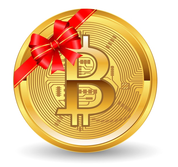 Набор криптовалюты золотой с рождественской концепцией или биткойн цифровой валюты или цифровой оплаты