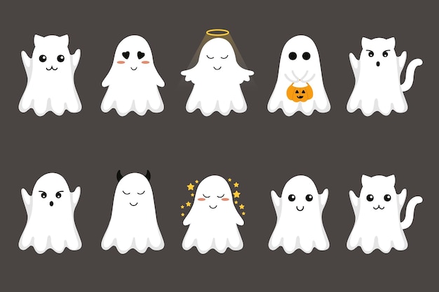 かわいい幽霊のセット ハロウィーン 幽霊のベクトルを設定