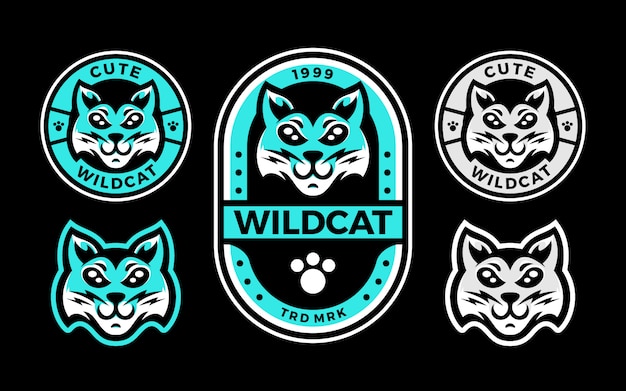 Набор милый талисман логотипа wildcat