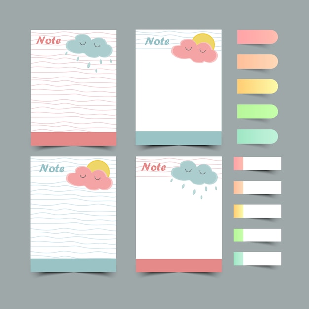 日記プランナーのセットと実行するlists.planners、lists.sticky note.isolatedを確認してください。図。