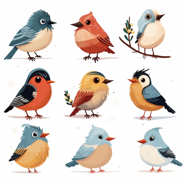 Vettore set_di_different_bird_cartoon