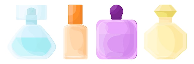 香水の異なるボトルのセット。図