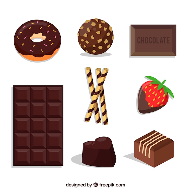 Вектор Набор различных шоколадных конфет