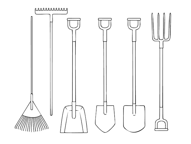 Набор различных садовых инструментов иллюстрации