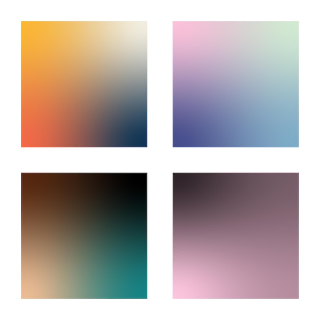 Вектор Набор различных градиентов, состоящий из четырех разных цветов. для обложек, обоев, брендинга