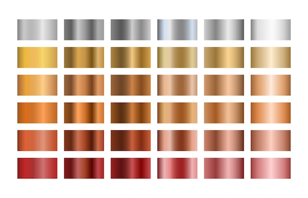 さまざまな金属のグラデーションのセット。図。