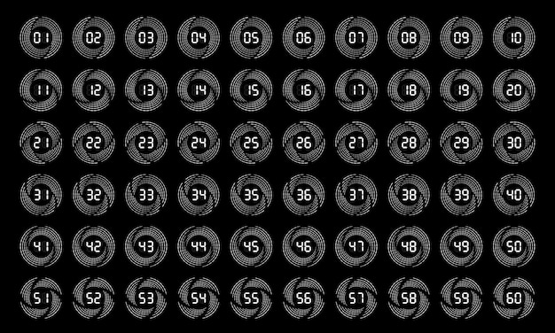 스피드 라인이 있는 디지털 숫자 세트