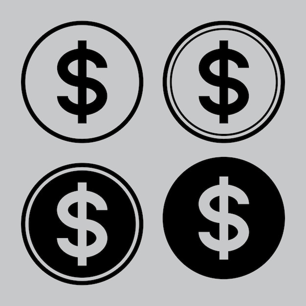 Вектор Набор иконок долларовых монет концепция бизнеса и финансов