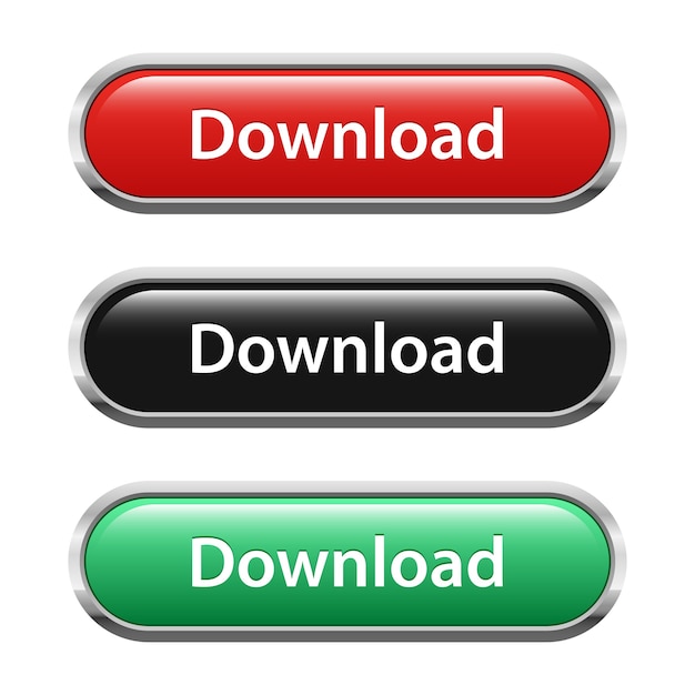 ベクトル 白で隔離のダウンロードボタンのセット