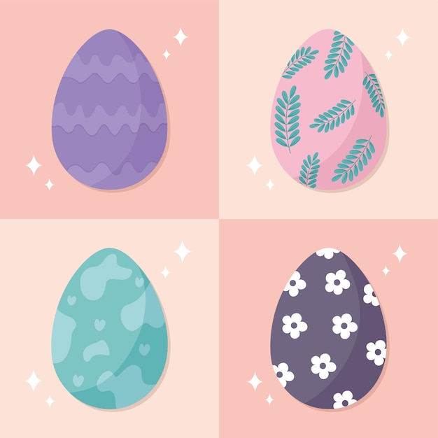 Набор иллюстраций пасхальных яиц