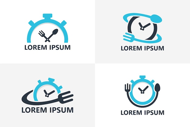 식사 시간 로고 템플릿 디자인 벡터 세트