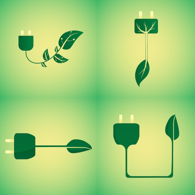 エコロジー グリーン エネルギー アイコン デザイン ベクトル イラストのセット