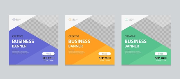 ベクトル 編集可能な正方形のビジネスウェブバナーデザインテンプレートのセット
