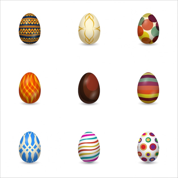 Набор яиц для пасхальных яиц с векторным дизайном